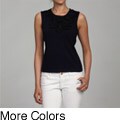 Elio Women's Beaded Floral Applique Knit Sleeveless Top