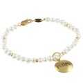 14k Gold over Sterling Silver Pearl Mom/ Love Charm Bracelet (4-5 mm)