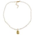 14k Gold over Sterling Silver Pearl Mom/ Love Charm Necklace (4-5 mm)