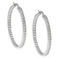 Sterling Silver Clear Cubic Zirconia Fashion Hoop Earrings