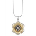 Two-tone White Round-cut Cubic Zirconia Floral Necklace