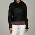 Black Rivet Women's Quilted Knit Trim Jacket