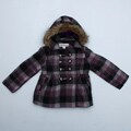 London Fog Girl's Grey/Pink Plaid Coat