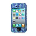 Premium Apple iPhone 4 Blue Zebra Rhinestone Case