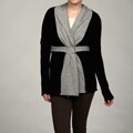 Grace Cashmere Women's Black/ Flannel Shawl Collar Sweater FINAL SALE