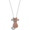 Rose Gold over Silver Champagne Diamond Accent Cat Necklace