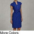 Calvin Klein Women's Belted V-neck Dress