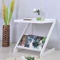 White Finish Z-shape Side Shelf Table
