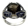 14k Gold Smokey Quartz, Sapphire and 2/5ct TDW Diamond Ring (H-I, I1)