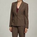 Calvin Klein Women's Brown/Ecru Notched Collar Blazer