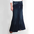 Tabeez Women's Contrast Stitch Dark Wash Denim Skirt
