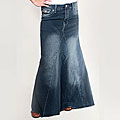 Tabeez Women's Medium Wash Long Denim Skirt