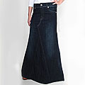 Tabeez Women's Red Stitch Sandblast Denim Skirt