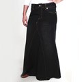 Tabeez Women's Cotton-blend Black Mermaid Denim Skirt