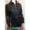 Brio Women's Lambskin Knit Trim Zip Jacket