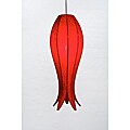 Silk Large Solar Red Flowering Lotus Hanging Lamp (Vietnam)
