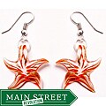 Bleek2Sheek Murano-inspired Glass Orange and White Star Earrings