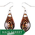 Bleek2Sheek Murano-inspired Glass Black and Gold Swirl Teardrop Earrings