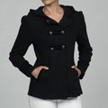 Sebby Collection Women's Black Fleece Military Pea Coat