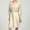 R&M Richards Women's Jacquard Bolero Jacket with Pleated Skirt Two-Piece Set