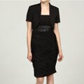 R&M Richards Women's Ruched Pleated Dress with Jacket Two-Piece Set