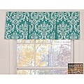 Turquoise Damask Cotton Pleated Window Valance