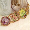 Sweet Romance Vintage Crystal French Perfume Label Bracelet