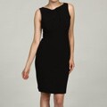 Evan Picone Women's Black Embellished Neckline Dress