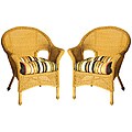 Bianca Stripe Black/ Olive Green Wicker Chair Cushion Set