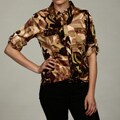 Calvin Klein Women's Rolled Sleeve Printed Shirt