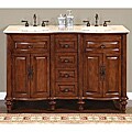 Wood and Crema 55-inch Marble Double Bathroom Vanity