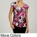 Signature by Larry Levine Women's Pleated Neckline Top