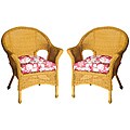 Mia Floral All-weather Outdoor Mauve Red Wicker Chair Cushions (Set of 2)