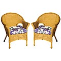 Pia Floral All-weather Outdoor Purple Wicker Chair Cushions (Set of 2)