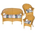 Pia Stripe All-weather Purple Outdoor Wicker Chair and Love Seat Cushions (Set of 3)