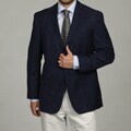 Arnold Brant Men's French Blue Plaid Wool Slim-fit Sportcoat