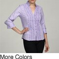 Katherine New York Womens Ruffle Front Blouse