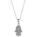 Sterling Silver Diamond Accent Hamsa Hand Necklace
