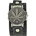 Nemesis Men's Punk Rock Weed Flip Leather Watch