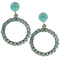 JLC Bijoux Reconstituted Turquoise and Crystal Hoop Earrings