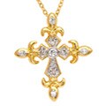 Goldtone White Cubic Zirconia Cross Necklace