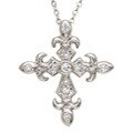 Silvertone White Cubic Zirconia Cross Pendant