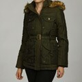 Miss Sixty Women's Army Green Faux Fur Down Coat FINAL SALE