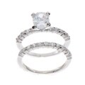 Silvertone Oval-cut Cubic Zirconia Bridal Set