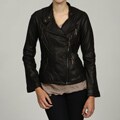 MICHAEL Michael Kors Women's Black Leather Asymmetrical Zipper Jacket