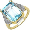 14k Gold over Sterling Silver Blue Topaz and White Topaz Ring