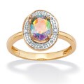 10k Yellow Gold Mystic Topaz and Diamond Accent Ring