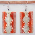 Cow Bone Orange Rectangle Drop Earrings (Kenya)