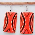 Cow Bone Red Rectangle Drop Earrings (Kenya)