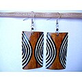 Cow Bone Brown Rectangle Drop Earrings (Kenya)